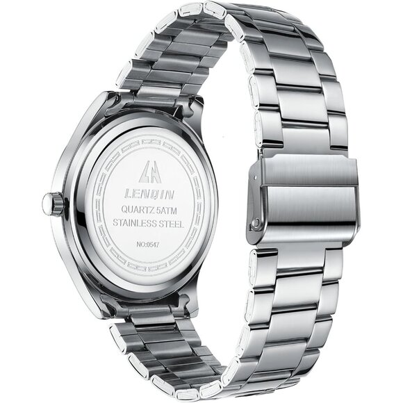 Men Silver Yellow Stainless Steel Analog Quartz Fashion Business Designer Watch - Picture 2 of 9